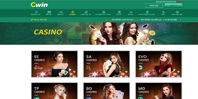 Tự do lựa chọn sảnh game Cwin bất kỳ để giải trí trực tuyến